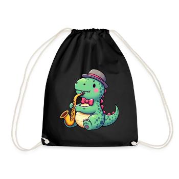 T-Rex Dino Saxofonist Jazz - Turnbeutel - Schwarz - Vorne
