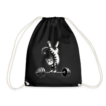 Katze Handstand Fitness Training Workout - Turnbeutel - Schwarz - Vorne