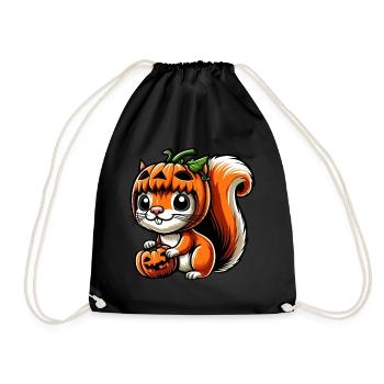 Mignon Halloween écureuil citrouille dessin animé - Sac de sport léger - noir - Devant