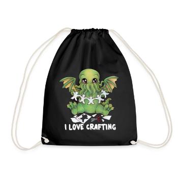 I love Crafting Lovecraft Monster Oktopus Basteln - Turnbeutel - Schwarz - Vorne