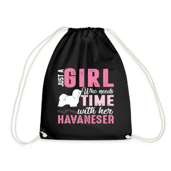 Havanese - Drawstring Bag - black - Front