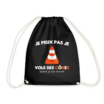cadeau cool voleur cône de chantier alcoolique - Sac de sport léger - noir - Devant