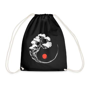 Yin Yang Bonsai Tree Japan Zen Yoga Meditation - Drawstring Bag - black - Front
