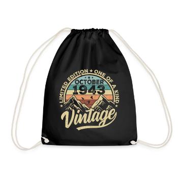 October 1943 Birthday 1943 Born October 1943 - Drawstring Bag - black - Front