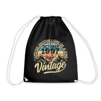 October 1997 Birthday 1997 Born October 1997 - Drawstring Bag - black - Front