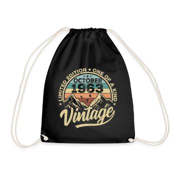 October 1963 Birthday 1963 Born October 1963 - Drawstring Bag - black - Front