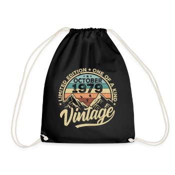 October 1979 Birthday 1979 Born October 1979 - Drawstring Bag - black - Front