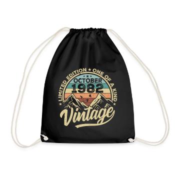 October 1982 Birthday 1982 Born October 1982 - Drawstring Bag - black - Front