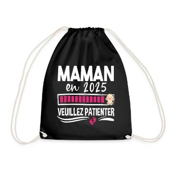 2025 Maman Mère Bébé Naissance Cadeau Grossesse - Sac de sport léger - noir - Devant