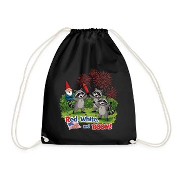 Raccoon 4th of July Fireworks Party - Drawstring Bag - black - Front