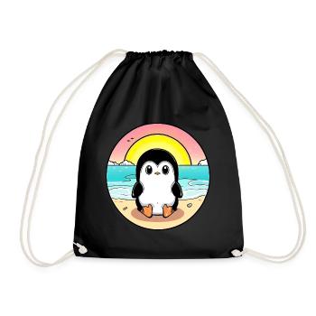 Pingouin de plage au coucher du soleil - Sac de sport léger - noir - Devant