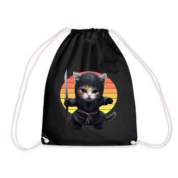 Coucher de soleil de chat ninja - Sac de sport léger - noir - Devant