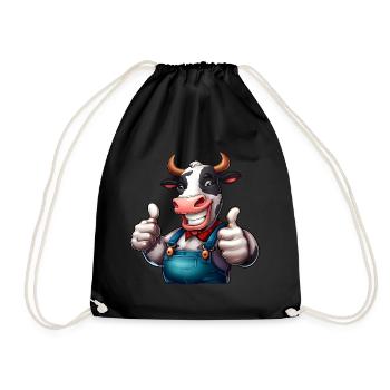 Vache de ferme joyeuse - Sac de sport léger - noir - Devant