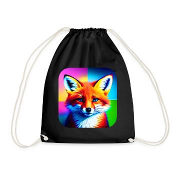 Renard coloré mignon - Sac de sport léger - noir - Devant