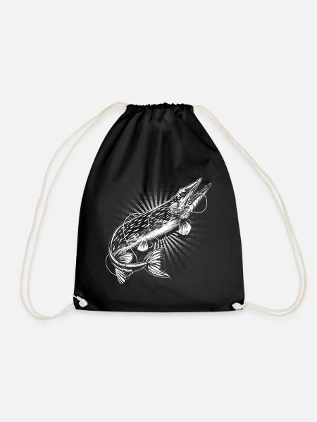 Hecht Angler - Turnbeutel - Schwarz