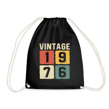 Vintage 1976 Born 1976 - Drawstring Bag - black - Front