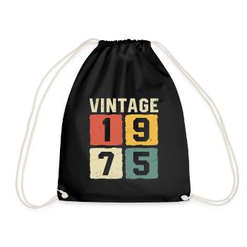 Vintage 1975 Born 1975 - Drawstring Bag - black - Front