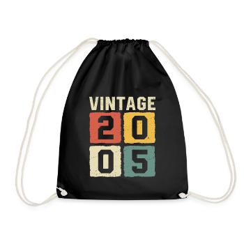 Vintage 2005 Born 2005 - Drawstring Bag - black - Front