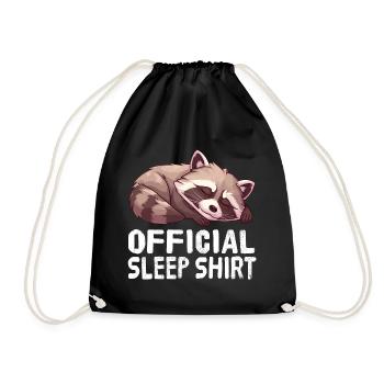 Official Raccoon Sleep Shirt - Drawstring Bag - black - Front