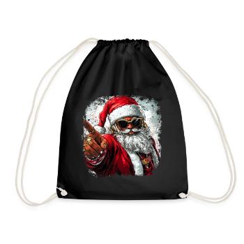 Rapper Weihnachtsmann - Turnbeutel - Schwarz - Vorne