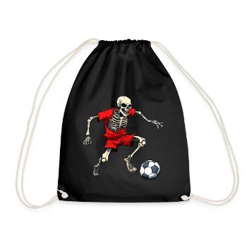 Skelett Fussballer (rot) - Turnbeutel - Schwarz - Vorne