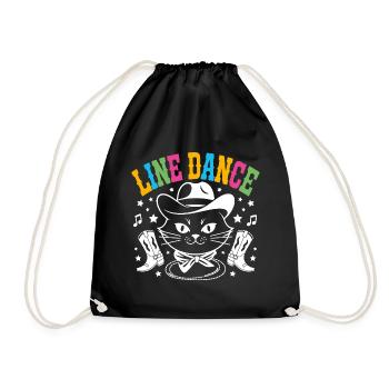 I love my cat and line dancing - Drawstring Bag - black - Front