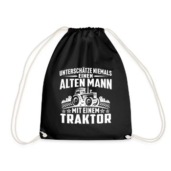 Alten mann mit einem traktor - Turnbeutel - Schwarz - Vorne