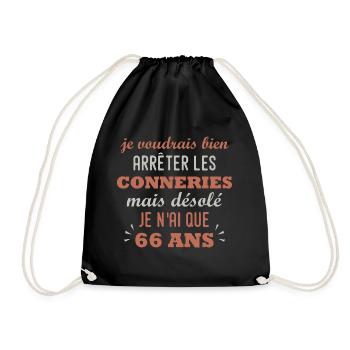 arreter conneries que 66 ans anniversaire 66 ans - Sac de sport léger - noir - Devant