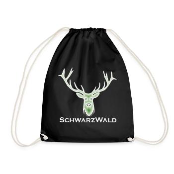 Schwarzwald Hirsch - Batik grün - Turnbeutel - Schwarz - Vorne