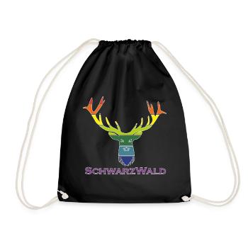 Schwarzwald Hirsch - Multi Color - Turnbeutel - Schwarz - Vorne