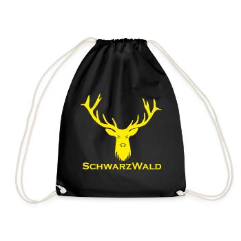 Schwarzwald Hirsch - Uni gelb - Turnbeutel - Schwarz - Vorne