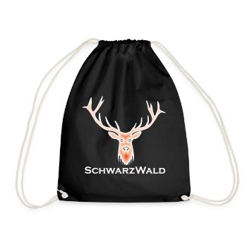 Schwarzwald Hirsch - Batik rot - Turnbeutel - Schwarz - Vorne