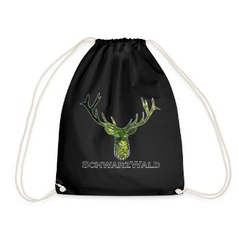 Schwarzwald Hirsch - Wald - Turnbeutel - Schwarz - Vorne