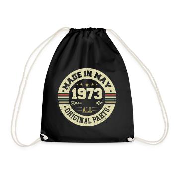 Mai 1973 Jahrestag Mai 1973 Geburtstag May 1973 - Turnbeutel - Schwarz - Vorne
