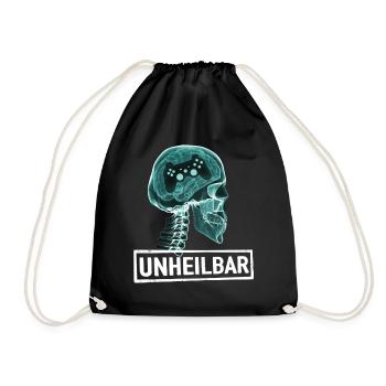 UNHEILBAR GAMING LUSTIGES GAMER E-SPORT GESCHENK - Turnbeutel - Schwarz - Vorne