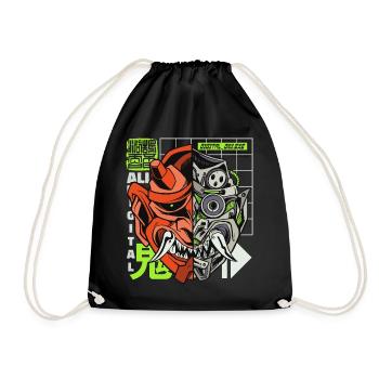 Oni Streetwear Hannya japanischer Dämon Otaku 90s - Turnbeutel - Schwarz - Vorne