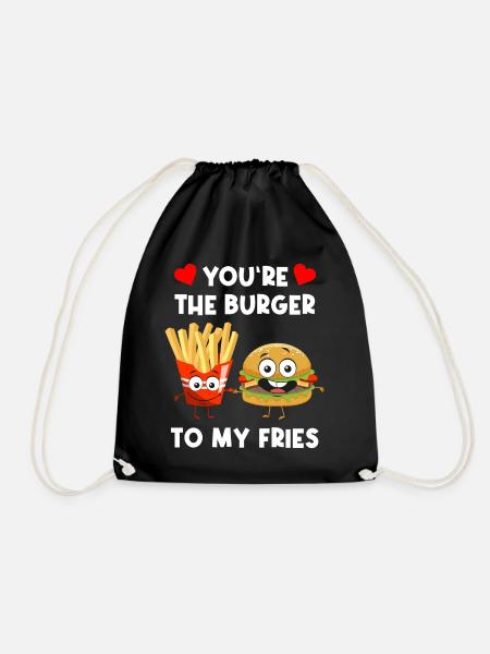 Burger Pommes Liebe Herz Lustig Humor Fast Food - Turnbeutel - Schwarz