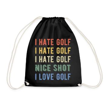 Funny Golfer - Ich hasse Golf I - Turnbeutel - Schwarz - Vorne