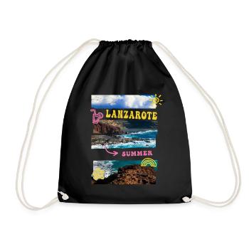 Lanzarote Summer Sun Beach Sea Palms Holiday - Drawstring Bag - black - Front