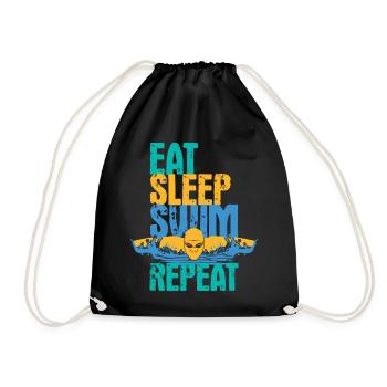 manger dormir nager répéter - Sac de sport léger - noir - Devant