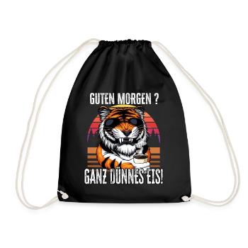 Guten Morgen - Ganz dünnes Eis Spruch Kaffee - Turnbeutel - Schwarz - Vorne