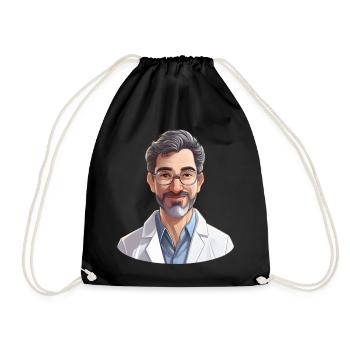 Portrait eines Mannes im Cartoon Stil - Turnbeutel - Schwarz - Vorne