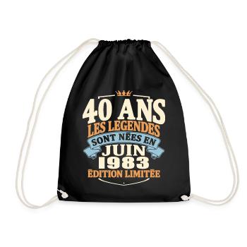 juin 1983 - anniversaire 1983 - 40 ans - Sac de sport léger - noir - Devant
