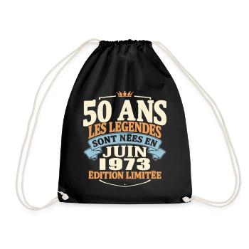 juin 1973 - anniversaire 1973 - 50 ans - Sac de sport léger - noir - Devant