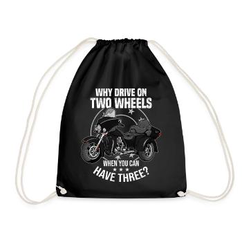 Dreirädriges Motorrad Trike Triker Trikes Geschenk - Turnbeutel - Schwarz - Vorne