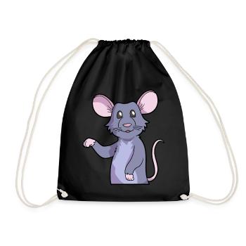 Ratte Haustier | Nagetiere Tiere Ratten Geschenke - Turnbeutel - Schwarz - Vorne