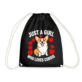 Just a girl who loves corgis - Drawstring Bag - black - Front