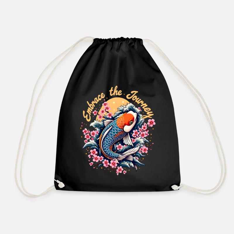 Japanischer Koi Fisch - Turnbeutel - Schwarz