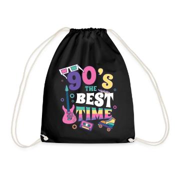 90er Jahre 90s Retro Geschenk - Turnbeutel - Schwarz - Vorne