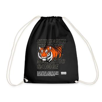 Tiger Power Vintage Design Wild and Strong - Drawstring Bag - black - Front